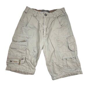 Paco Cargo Shorts Youth Sz 16 Tan Long Length 10.5” Inseam Sturdy Fabric Pockets